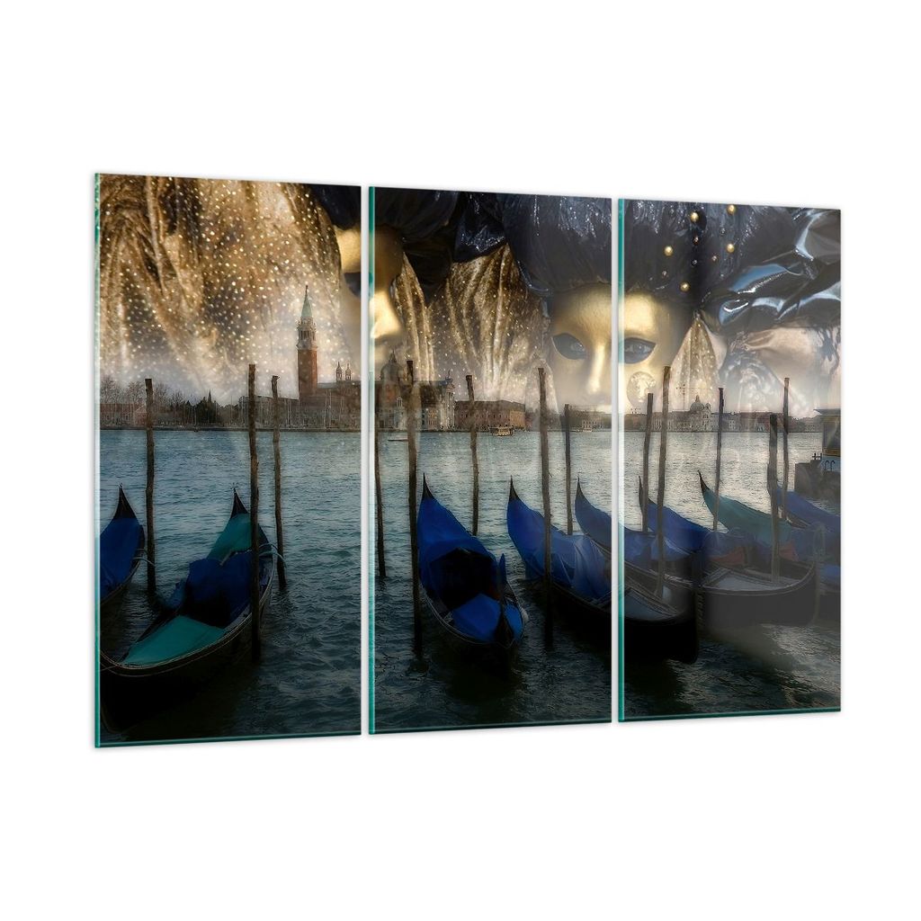 Bilder auf glas - Gondel Wasser Kanal - 105x70cm - Glasbilder - Wandbilder - Kunstdruck - zum Aufhängen bereit - Wanddekoration aus Glas - Glas Bi...