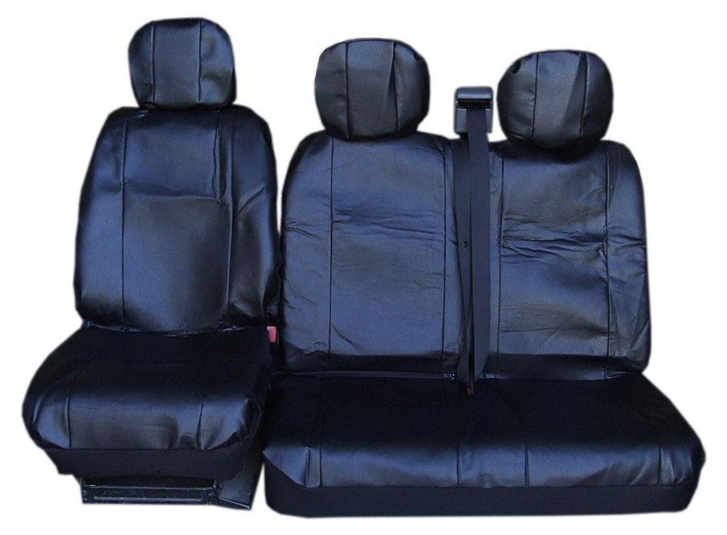 2 + 1 Universelle Sitzbezüge, Polsterung für Vordersitze für Auto/Kleinbus aus Kunstleder, Farbe: Schwarz