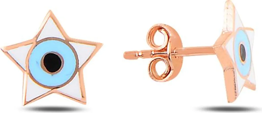 Puces d'oreilles minimalistes étoile en argent et émail véritable