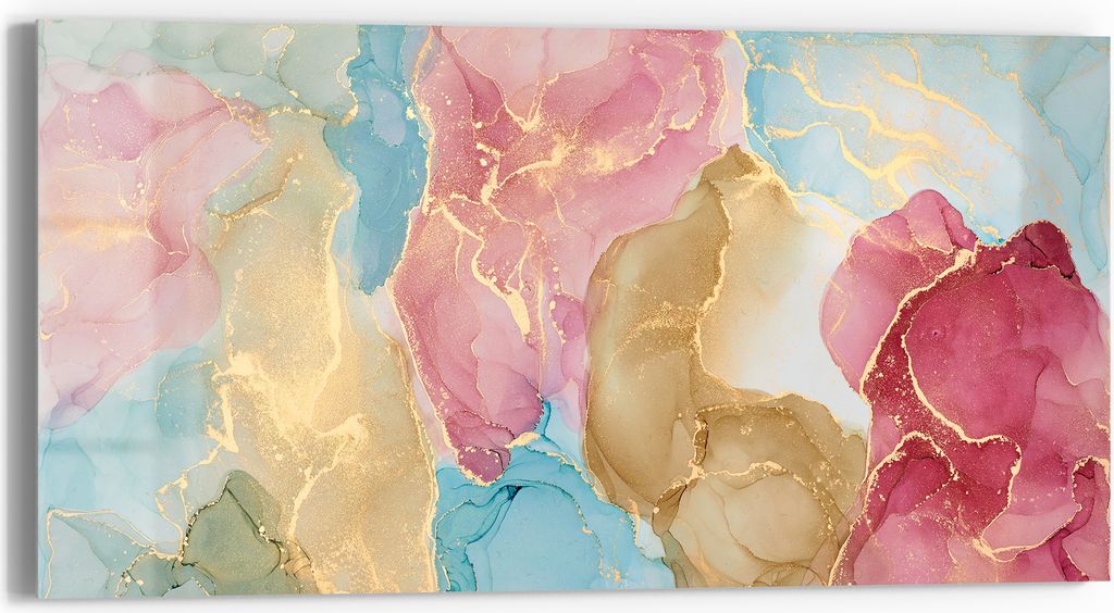 DEQORI Glasbild Echtglas 60x30 cm 'Goldene Träume' Wandbild Bild modern Deko
