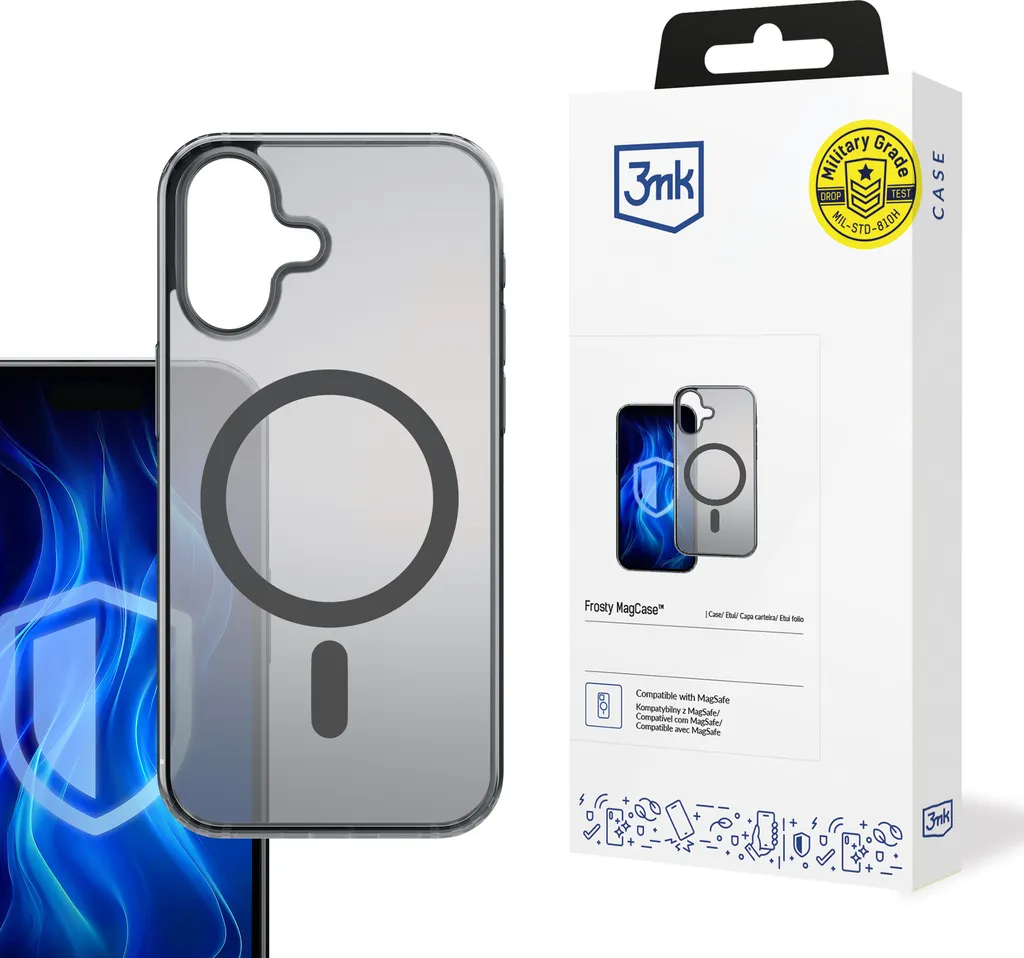 Custodia 3mk Frosty MagCase per iPhone 16 - Protezione Grado Militare