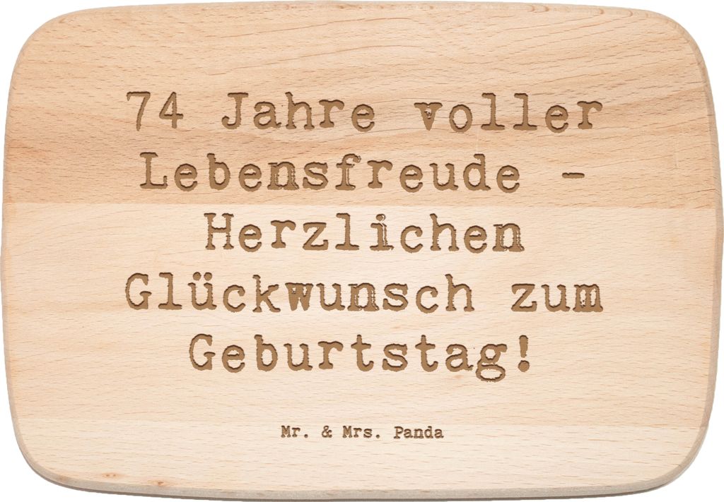Mr. & Mrs. Panda Schneidebrett Spruch 74. Geburtstag Lebensfreude - Transparent - Geschenk, schneidbrett, Frühstücksbrett, Holzbrett, feiern, Fr...