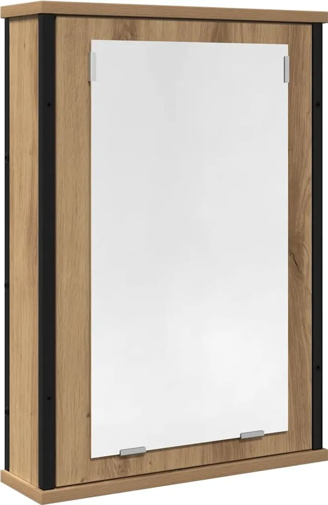 SYFAX™ Mobile Bagno Specchio Rovere Artigianale 42x12x60 cm Truciolato