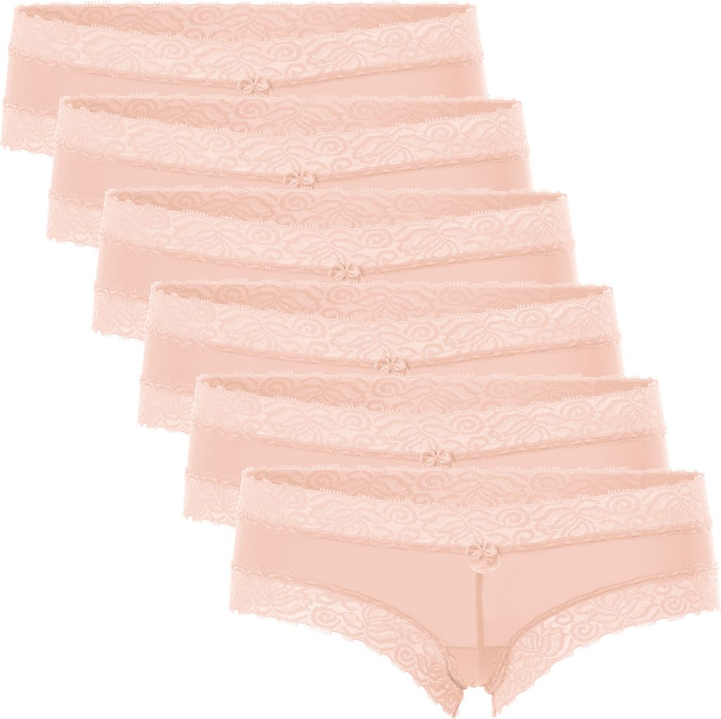 Celodoro Damen Hipster Panty mit Spitze (6er Pack) - Beige XL (48-50)