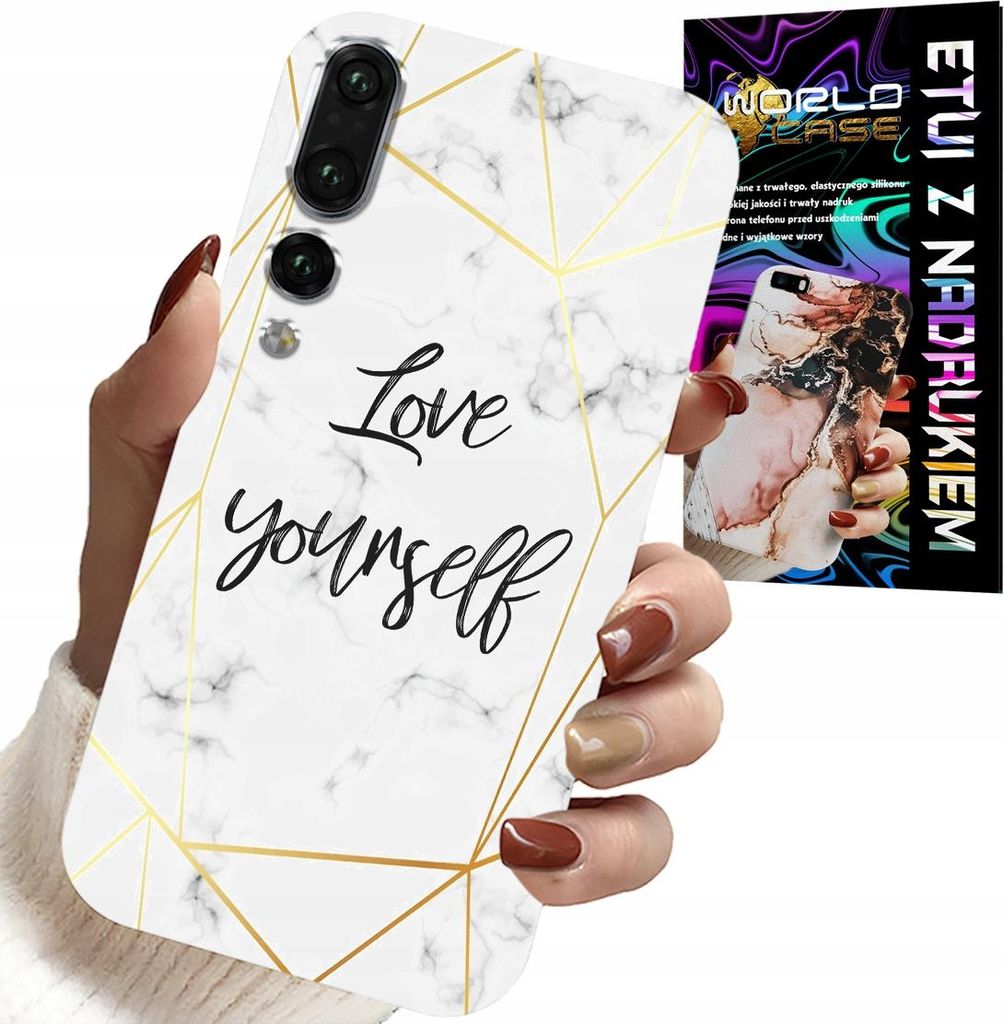 Fall Für Huawei P20 Plus - Weisser Marmor Mit Goldrahmen Liebe Dich