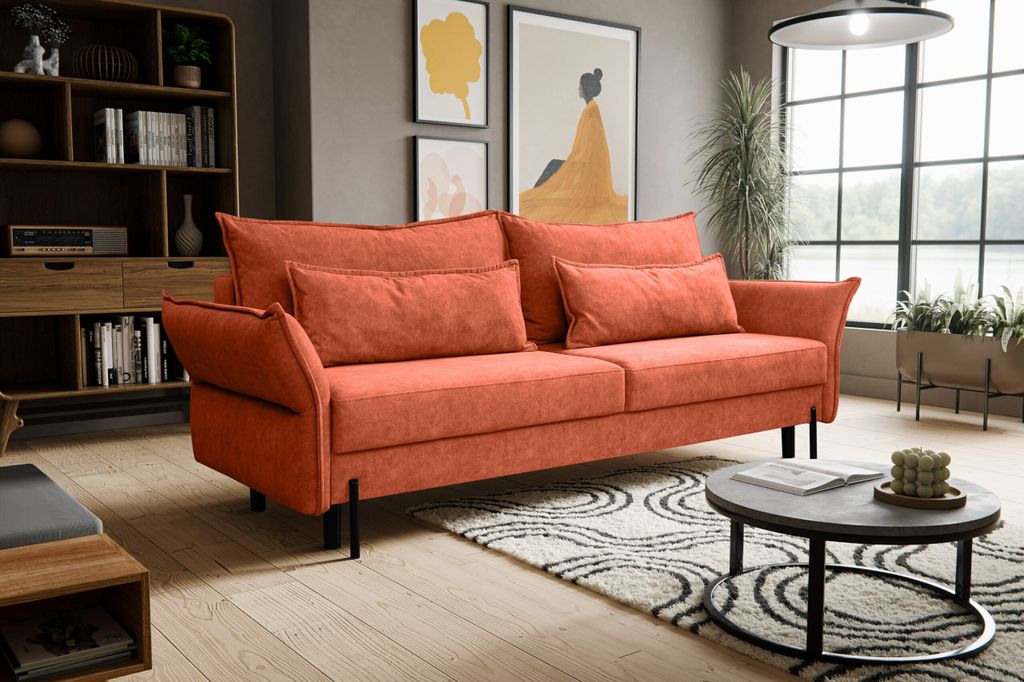 Kaiser Möbel Schlafsofa Volio mit Bettzeugcontainer Orange