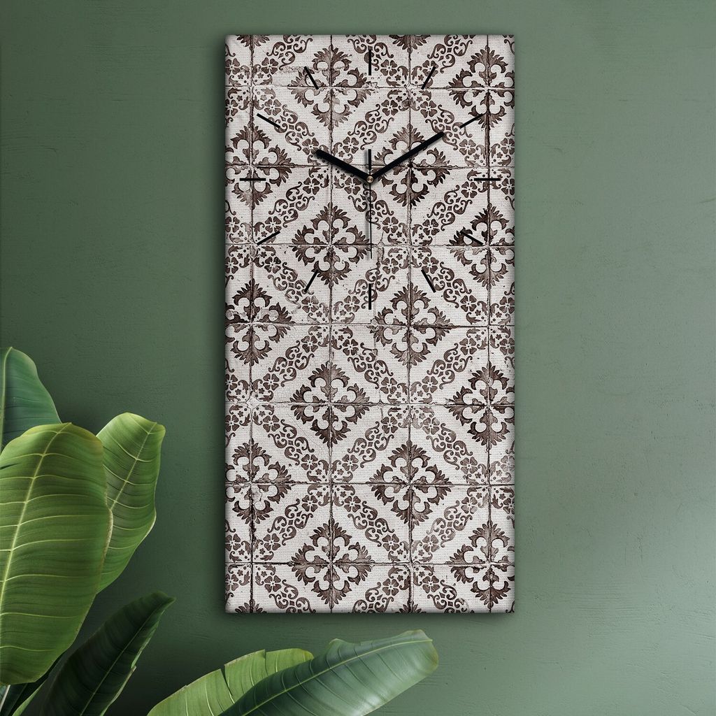 Wohnzimmer Leinwand Uhr Geräuschlos Küche 30x60 Ornamente, Abstrakt, Textur, schwarze Zeiger