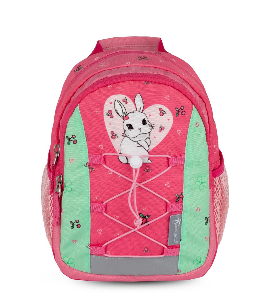 Belmil Mini Kiddy Kindergartenrucksack "Sweet Bunny Cherry" für 1-3 Jährige Kinder mit Brustgurt