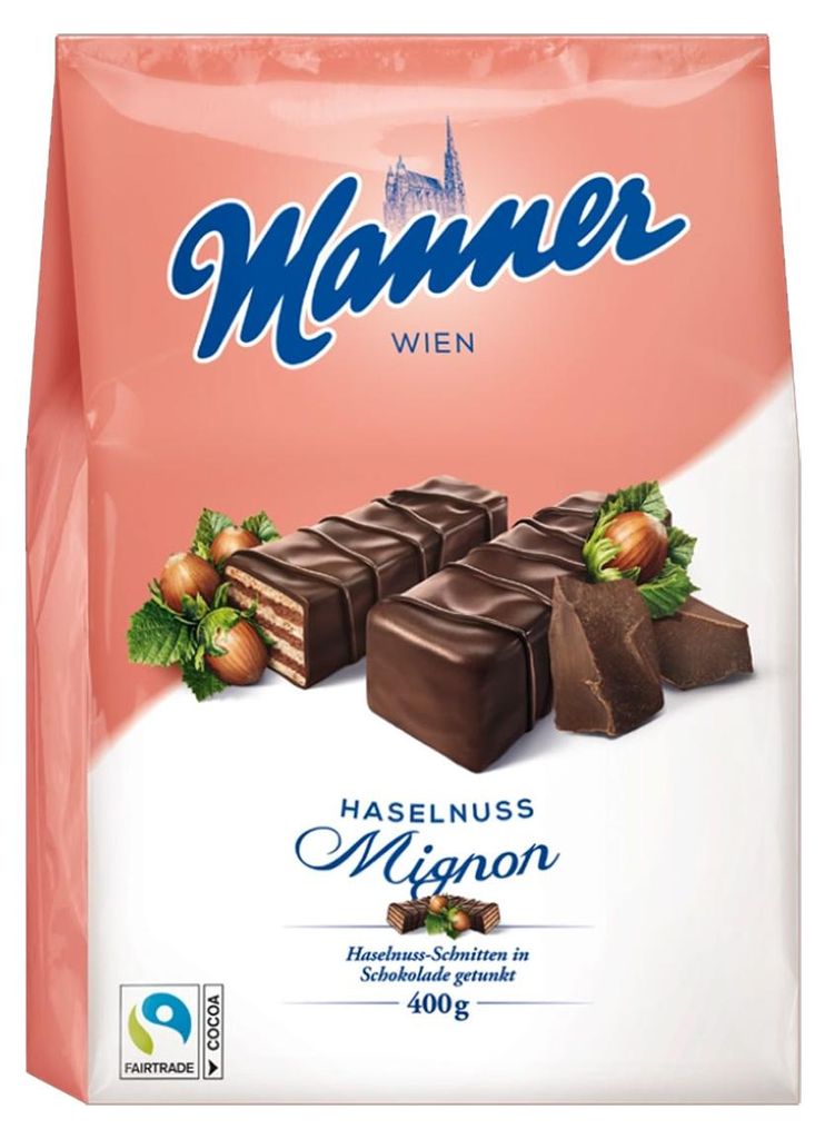Oplatky Manner Mignon s lískooříškovým krémem a čokoládovou Obrázek produktu 