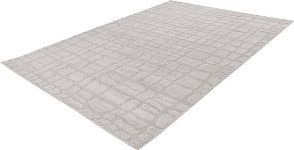 Lalee Lotus Teppich Geometrischer Teppich Bohemian Style Skandinavischer Teppich High Low Flor 80x150 cm silbergrau