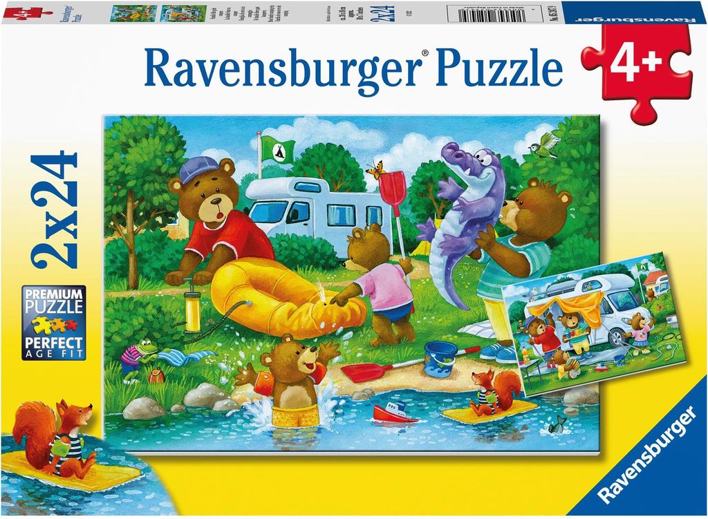 Ravensburger Kinderpuzzle - Familie Bär geht campen - 2x24 Produktbild 