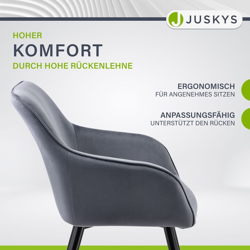 Juskys Esszimmerstühle 6er Set Tarje mit Rückenlehne & Produktbild 4