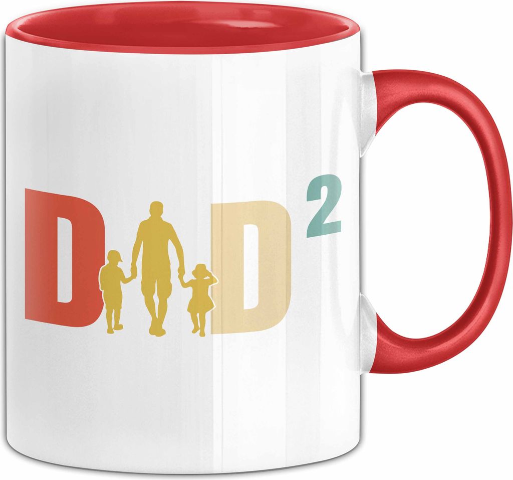 Zwillinge Papa Tasse Geschenk Dad Hoch 2 Geschenkidee Für Zwillings-Papa Vater Kaffee-Becher (Rot)