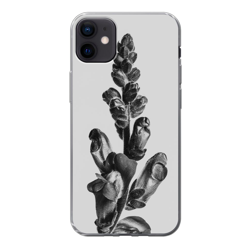 MuchoWow Handyhülle Schutzhülle Hülle für iPhone 12 mini Pflanze - Schwarz - Weiß - Abstrakt Silikon Softcase Handy Hülle - Bild