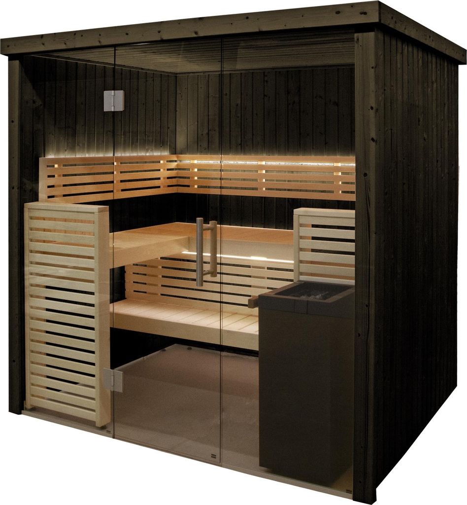Harvia Fenix 1620S Sauna Saunakabine aus Fichte schwarz Indoor-Sauna 206 x 160 x 201 cm