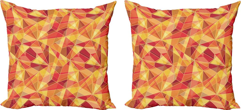 ABAKUHAUS Abstrakt Kissenbezug Set (2Stück), Mosaik-Muster mit Fractal-Dreieck-geometrischem Fragment-Digital-Druck, 40 x 40 cm, Orange Marigold Red