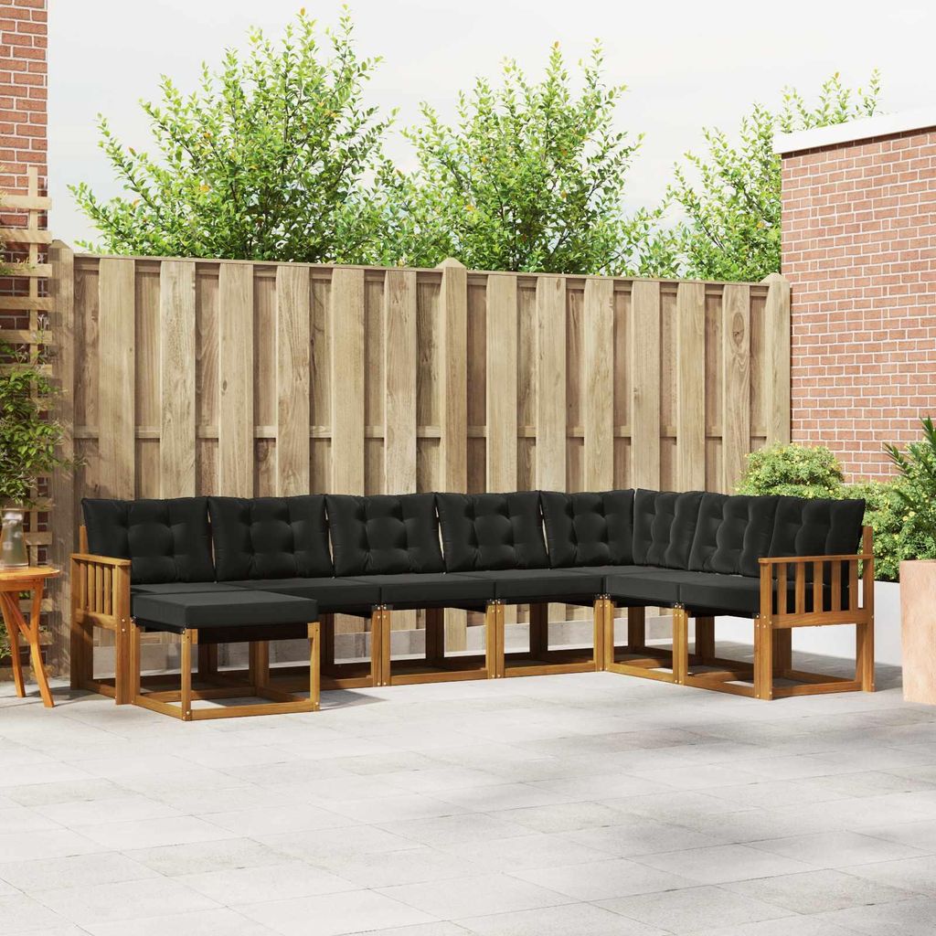 "Summerschlussverkauf"Outdoor-Sofagarnitur - CLORIS - Balkonmöbe/Sitzgruppe - mit Kissen 8 pcs - Moderne Design - Natürlich und Schwarz - Gartens...