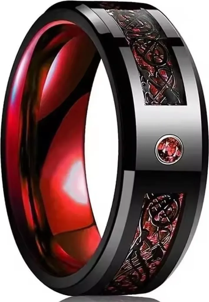 Anello Celtico Uomo Nero/Rosso KP31927 - Lusso Oscuro 55mm