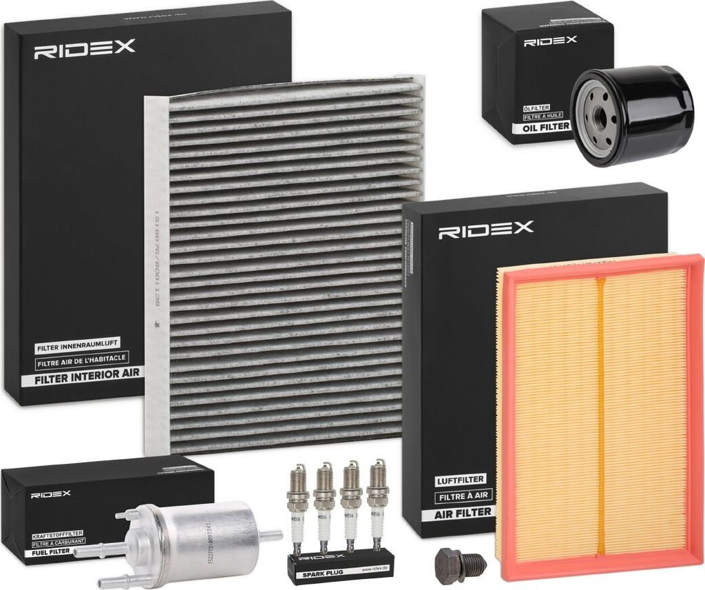 RIDEX Inspektionspaket Filterset für VW POLO (9N) für SKODA Fabia I Combi (6Y5) FABIA (6Y2) FABIA Stufenheck (6Y3) für SEAT Cordoba Limousine (6L2)