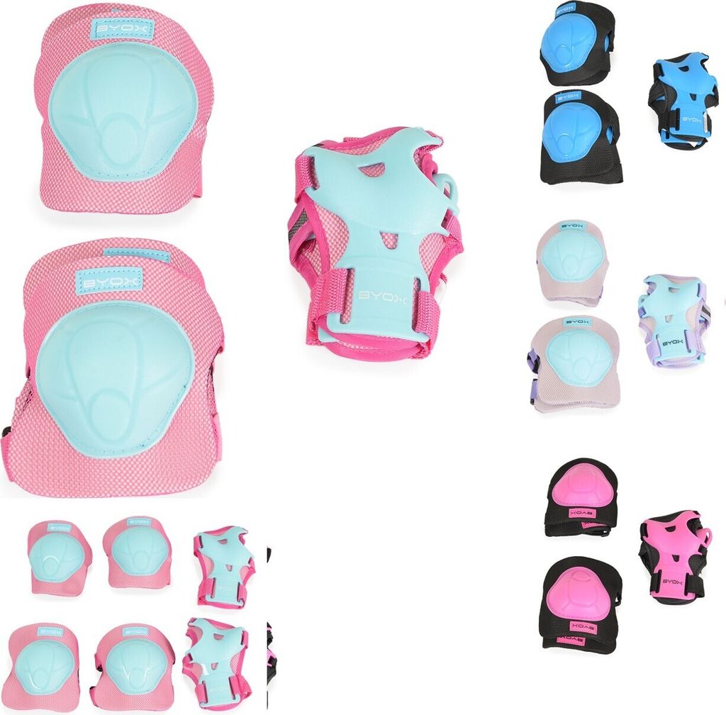Byox Schutzausrüstung H110 Protektoren Ellenbogen- Handgelenk- und Knieschützer rosa