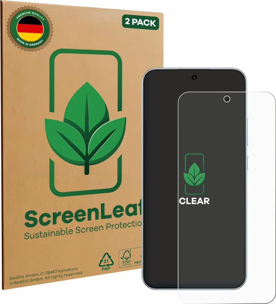 2x ScreenLeaf Schutzfolie für Oppo A6 Pro 4G nachhaltiger Displayschutz Display Schutz Folie Klar Transparent