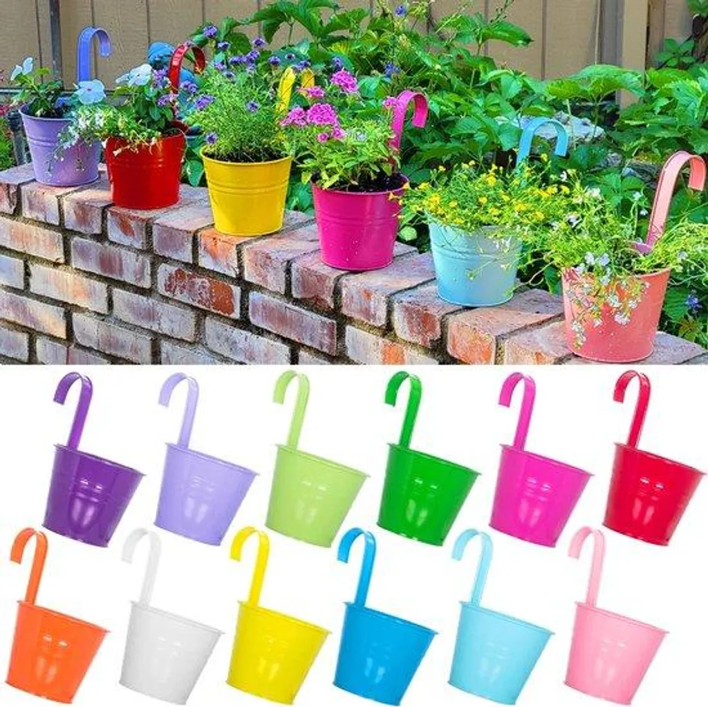Pot de Fleurs avec Système de Drainage et Crochet Détachable - 12 Pcs