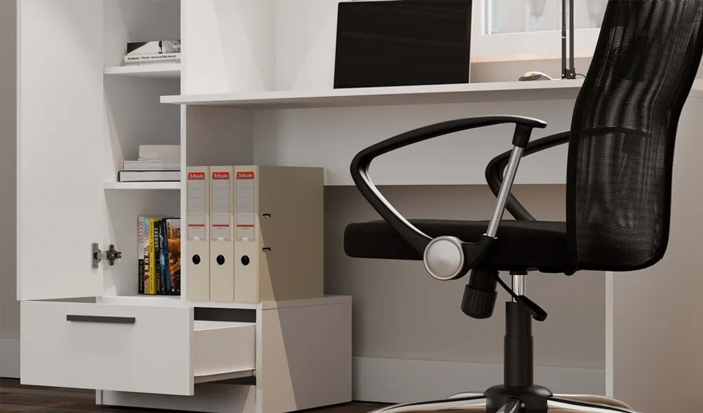 Bureau blanc design moderne et robuste pour ranger votre informatique