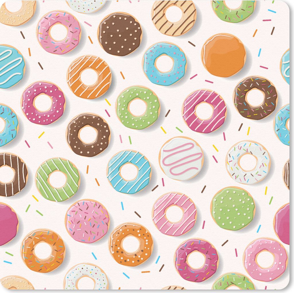MuchoWow Mauspad Mousepad Muster - Donut - Pastell 20x20 cm - Mousepads - Maus Mat - Pad - Mausunterlage - Desk Mat - Bureauartikeln