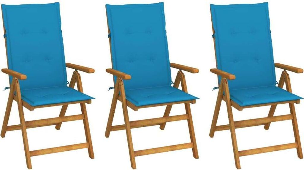 Klappbare Gartenstühle 3 Stk. mit Auflagen Massivholz Akazie