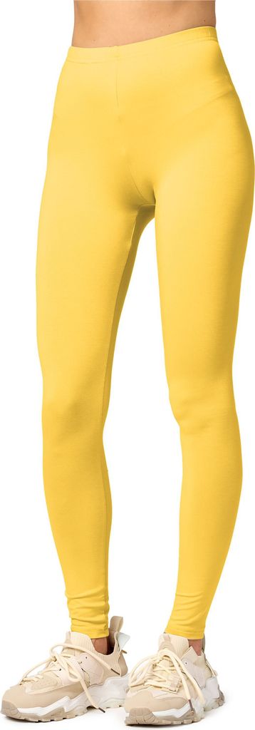 Merry Style Damen Lange Leggings aus Viskose MS10-143 (Gelb, L)