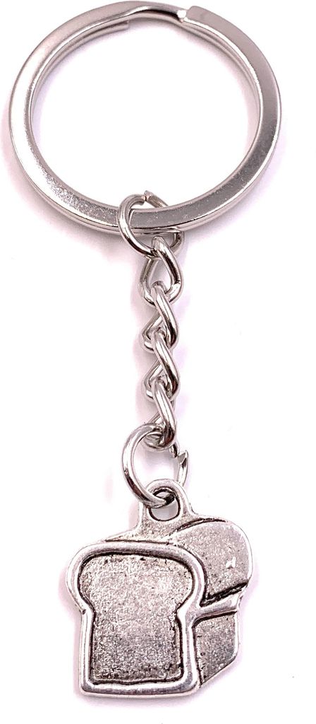 Onwomania Schlüsselanhänger Toastbrot Toast Brot Silber Metall Anhänger Charm