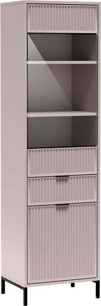 LS-5 Vitrine, Hochschrank, Regal, Bücherregal, Glas, Kommode Cashmere Beige