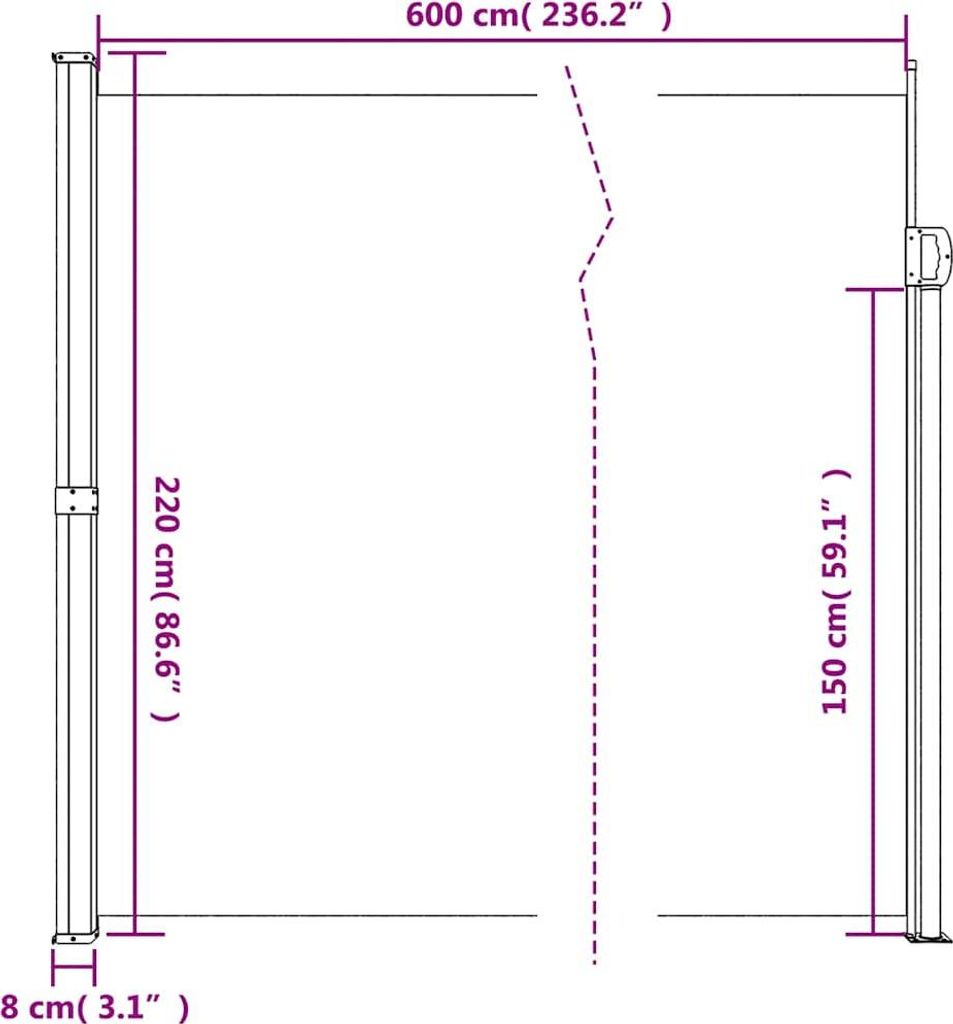 vidaXL - Toldo lateral extensible, color antracita, 220 x Imagen del producto 