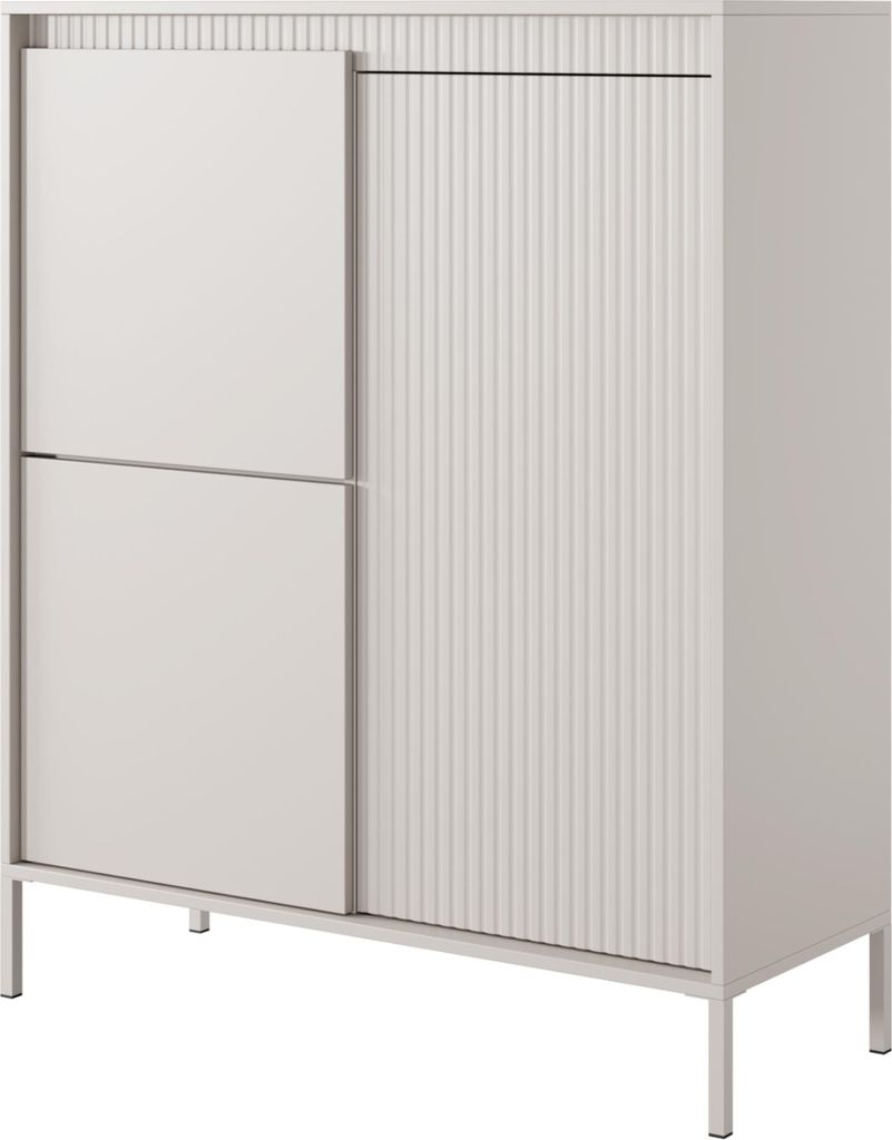 Kommode SELBU KOM1 - Beige - Geprofilete Fronten - Breite 104 cm, Höhe 124 cm, Tiefe 40 cm