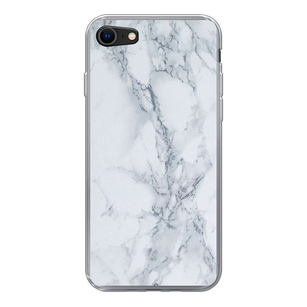 MuchoWow Handyhülle Schutzhülle Hülle für iPhone 8 Marmor - Muster - Gus - Weiß - Marmoroptik - Luxus Silikon Softcase Handy Hülle - Schutz...