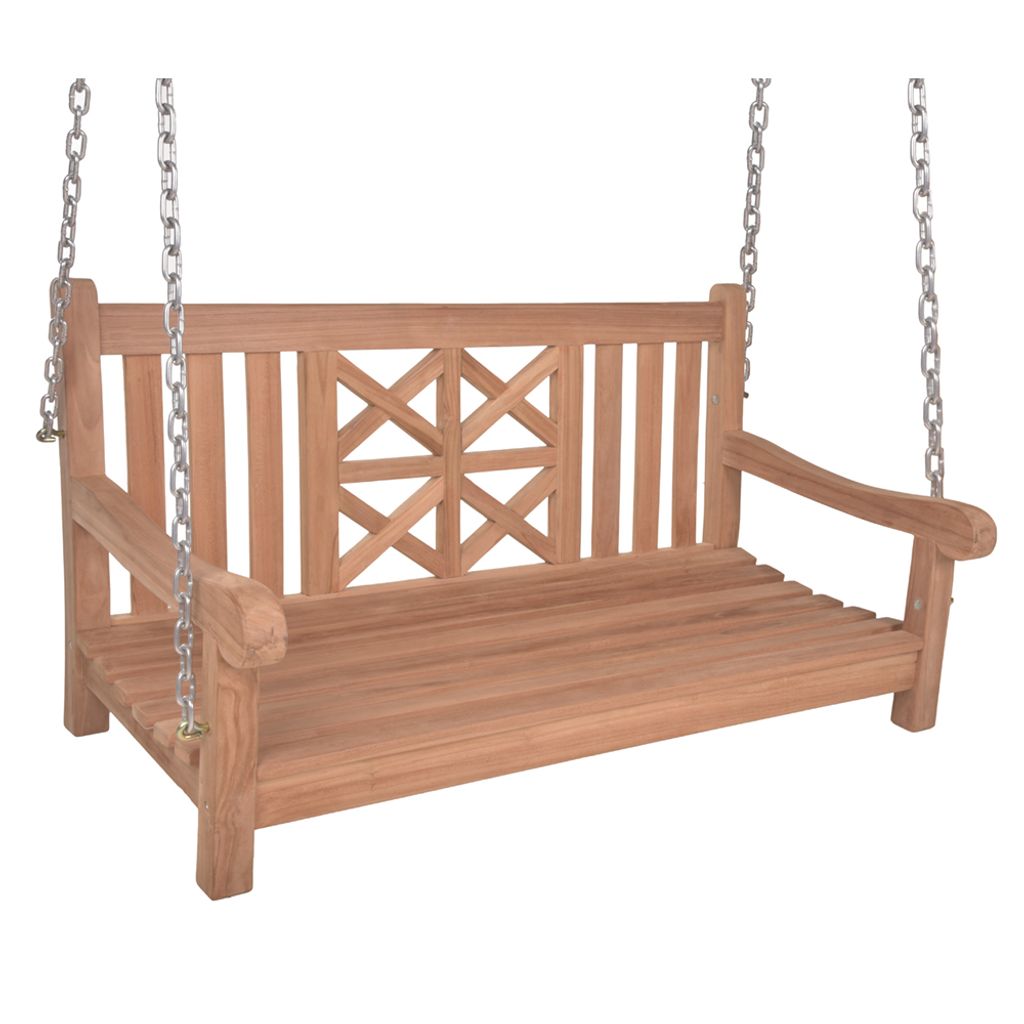 Freischwinger Hängebank GAZA-120 aus Teakholz in natur, B/H/T: ca. 120/62/66 cm