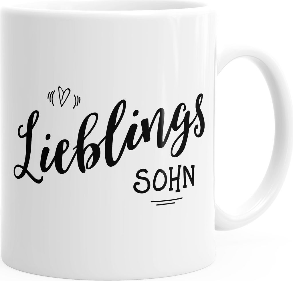 Kaffeetasse Geschenktasse Tasse Lieblingssohn Geschenk Familie Kind Kinder Sohn Junge MoonWorks einfarbig weiß unisize