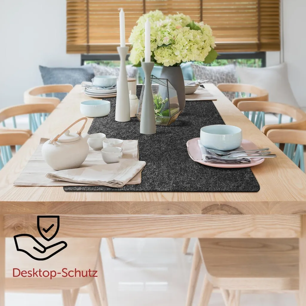 Décoration de Table de Fête Chemin de Table Feutre 100x30cm Anthracite