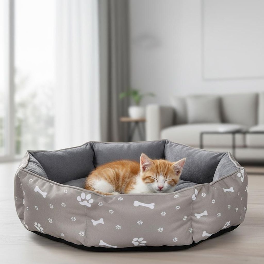 Mucola Katzenbett Hundebett Hundesofa Rund Ø60cm Hundekissen Wendekissen Haustierbett Katzenliege Katzenschlafplatz Tierbett - Grau