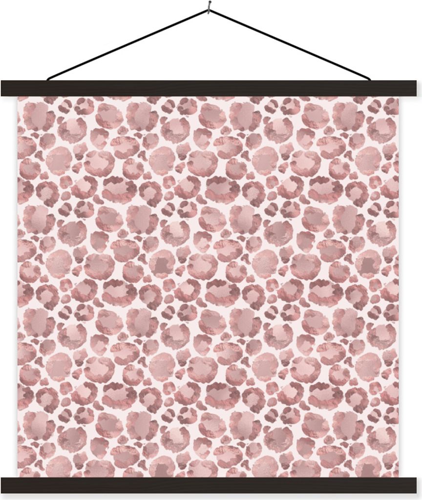 MuchoWow Textilposter Pantherdruck - Aquarellfarbe - Rosa 90x90 cm mit schwarzem Rahmen - Magnetisches