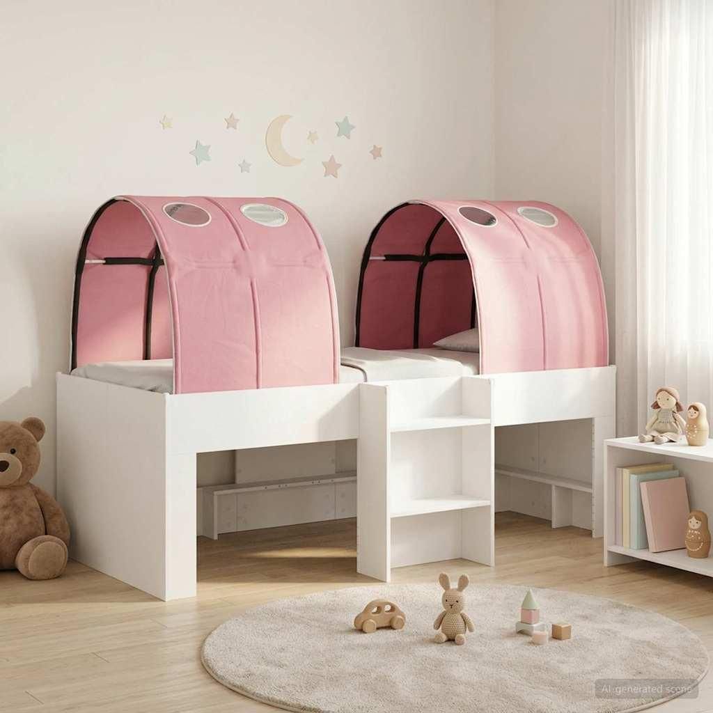 Maison Exclusive - Bett mit Tunnel 3 Stk. Weiß und Rosa Holzwerkstoff