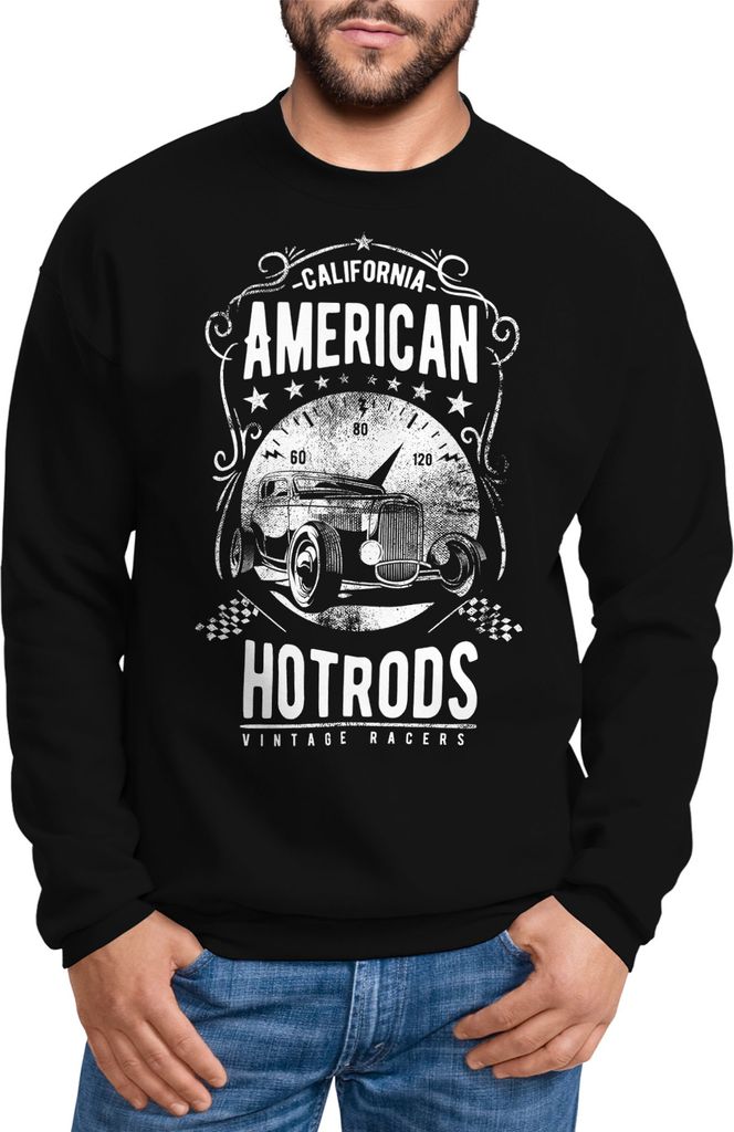 Herren Sweatshirt American Hotrods Retro Vintage Rundhals-Pullover Neverless schwarz XXL