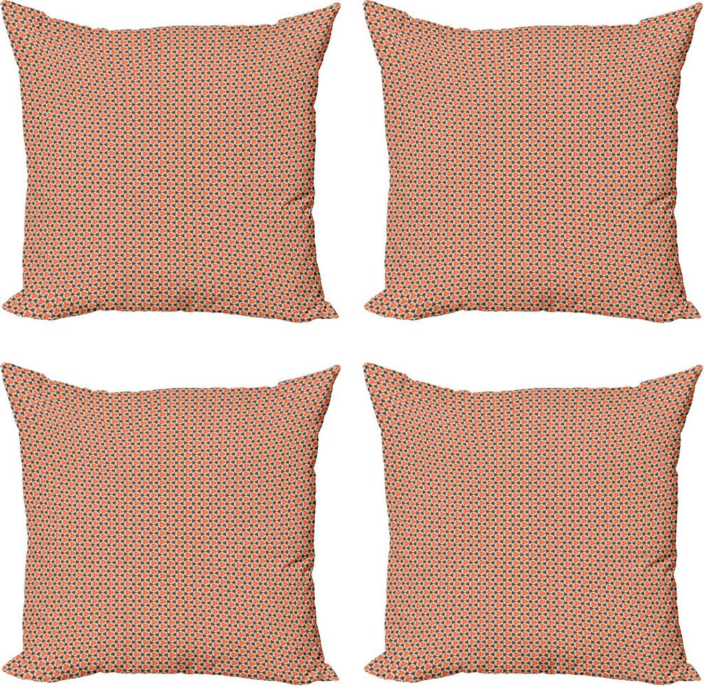ABAKUHAUS Stammes Kissenbezug Set (4 Stück), 6 gezeigtes Stern-Muster, Moderner Doppelseitiger Digitaldruck, 45 cm x 45 cm, Mehrfarbig