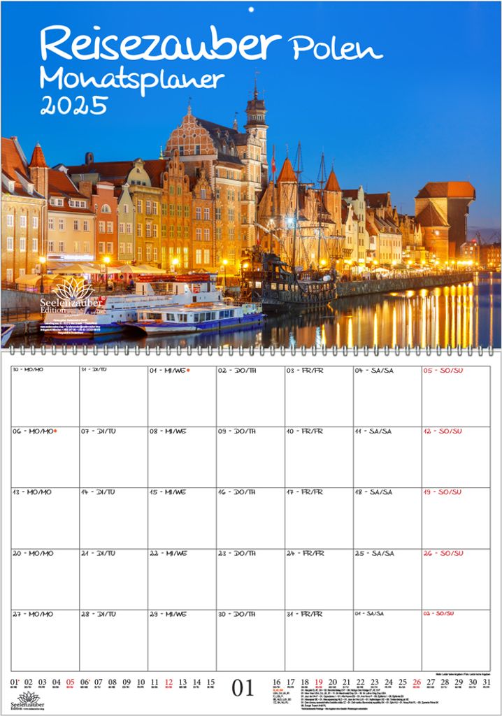 Reisezauber Polen Planer DIN A2 Kalender für 2025 Warschau Urlaub Ostsee Küste - Seelenzauber
