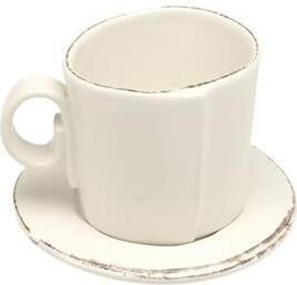 Espressotasse mit Untertasse LASTRA weiß D. 10cm H. 8cm Keramik VIRGINIA CASA