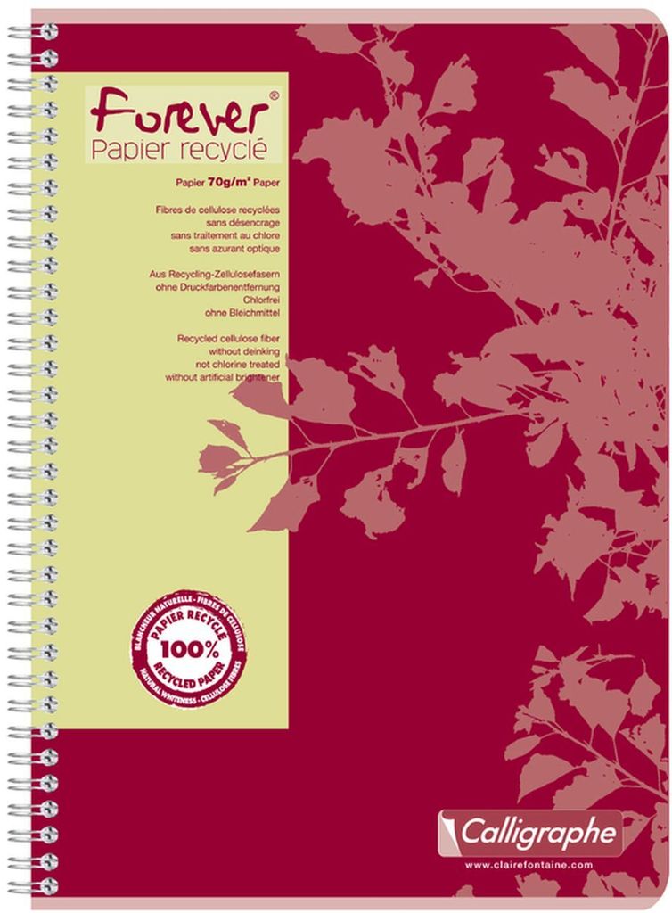 Clairefontaine Spiralheft Forever A4 kariert 90Bl