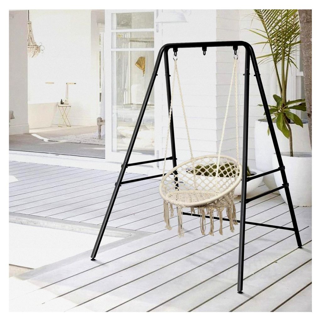 Hängesesselgestell, Schaukelgestell für Innen- und Außenbereich, Maximalbelastung 200 kg, 133×137×180 cm, Schwarz