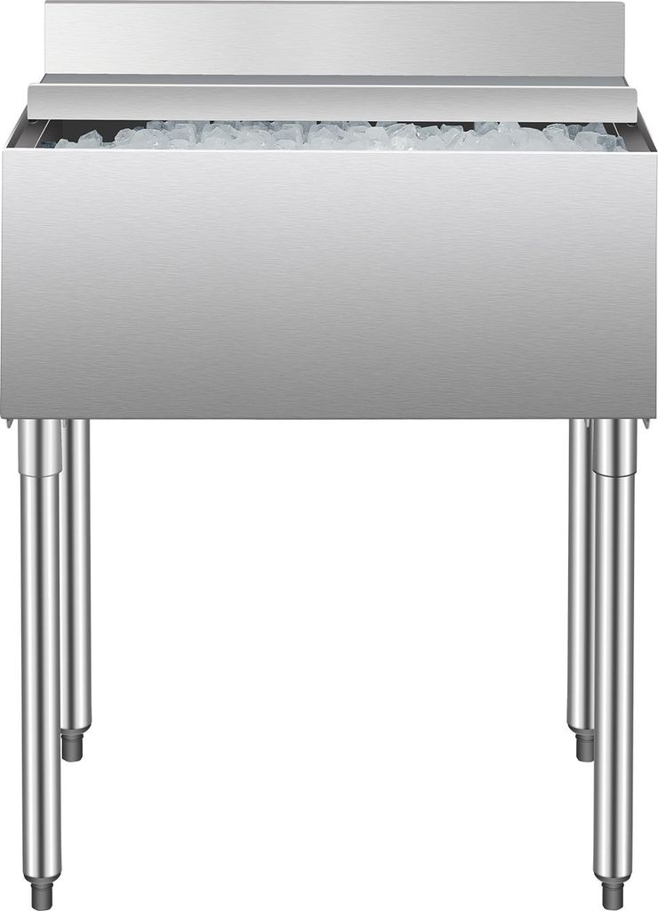 VEVOR kommerzieller Eisbehälter 28 L Untertheken-Eisbehälter (761 x 483 x 937 mm) Edelstahl-Eisbox mit Schiebedeckel & verstellbaren Kugelfüßen...