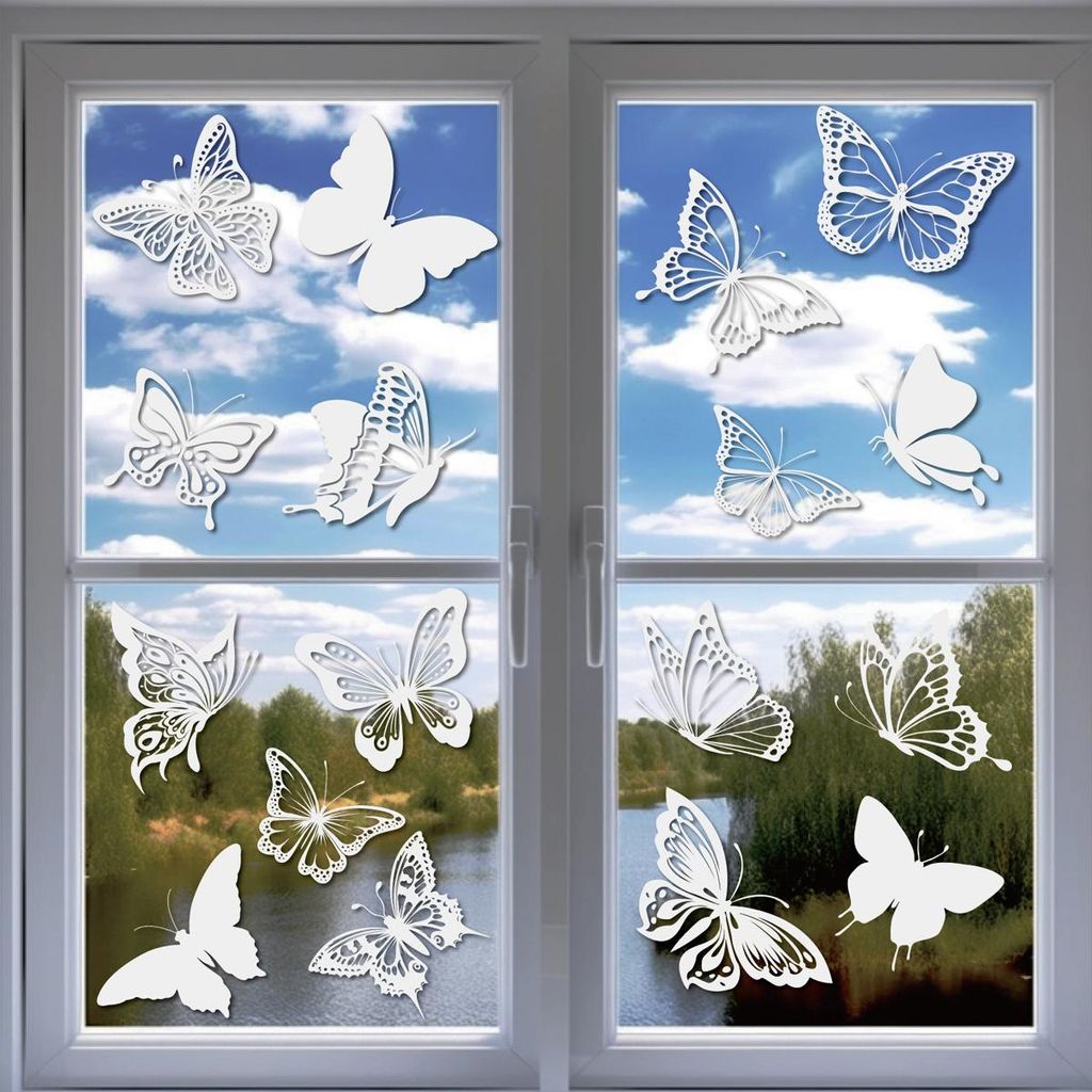 Vogelschutzaufkleber für Fenster, Glastüren, zum Schutz vor Vogelschlägen, Schmetterlingsmuster