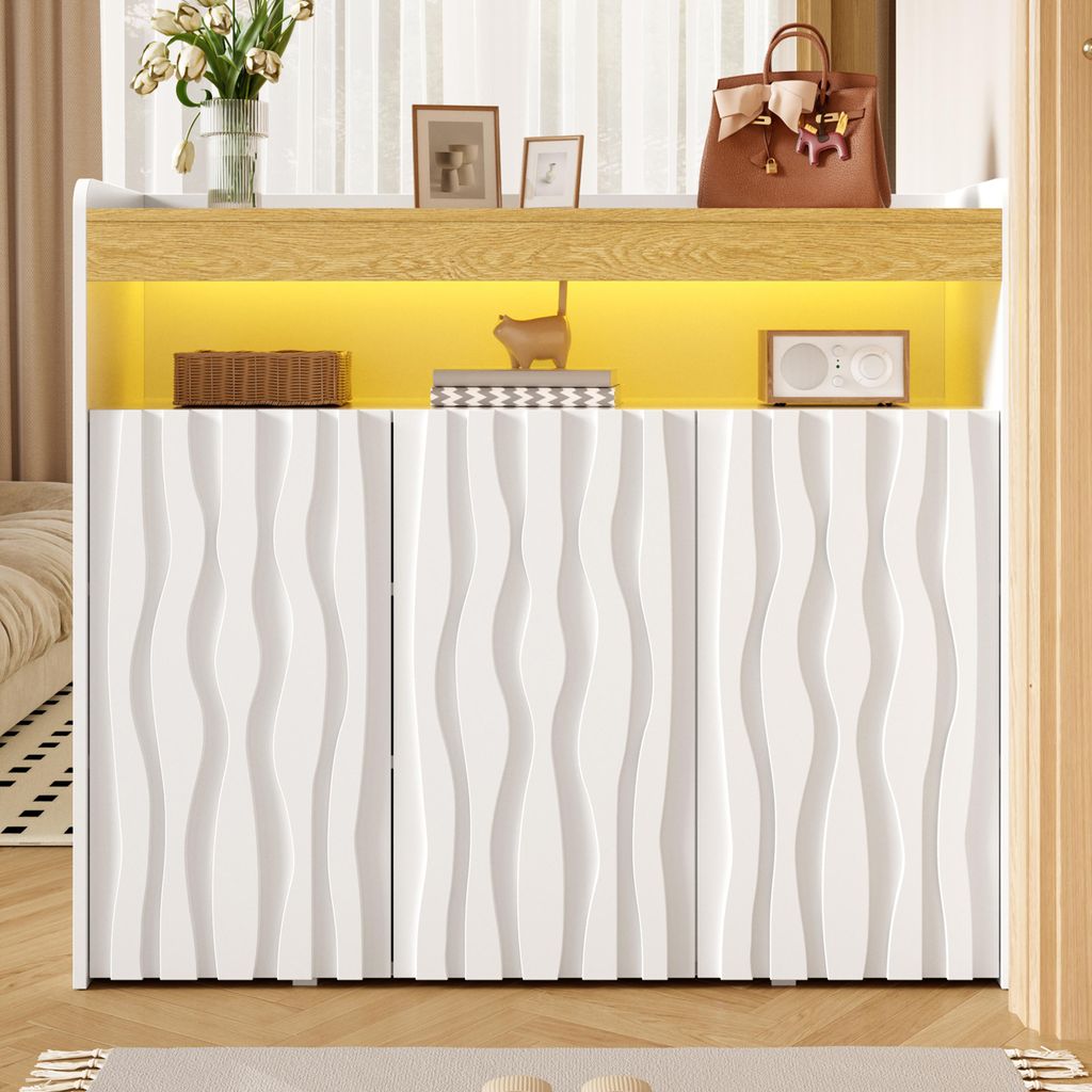 Mueble aparador Flieks con iluminación LED, 3 puertas, Imagen del producto 
